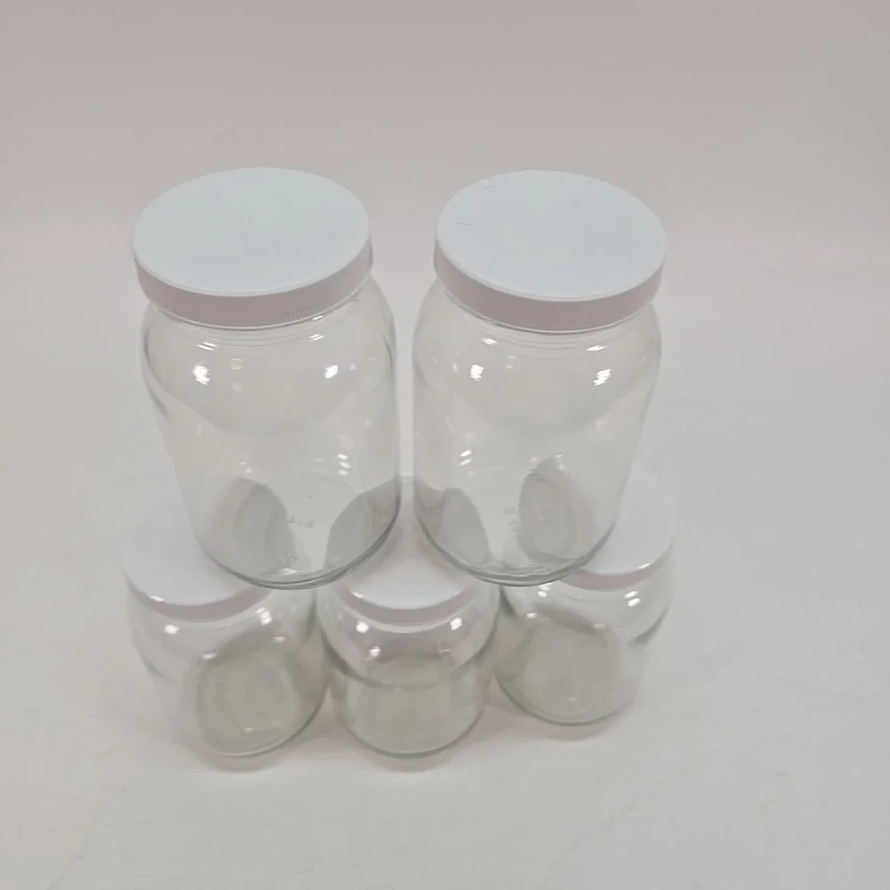 5 Pack 16 Oz Clear Glasd Jars with Plastic Lids Food Storage‎
